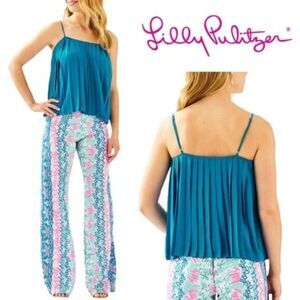 Lilly Pulitzer Rein Top Pleated Tank Mr Peacock Blue-Sz M S#002551 NWT ***